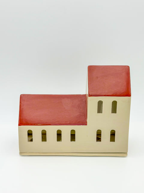 Ceramic Bo Candle House Red